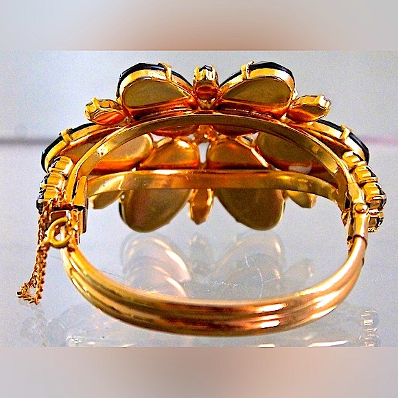 JULIANA DELIZZA & ELSTER BRACELET BANGLE CLAMPER CRYSTAL VINTAGE SMOKED CRYSTALS - Picture 12 of 15